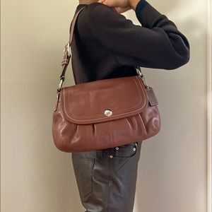 Coach NWT Brown Leather Soho Pleated Legacy Flap